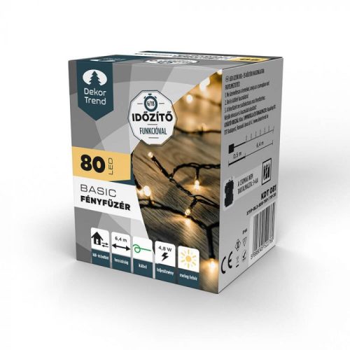 Dekortrend Basic 80 LED string lights with timer function, warm white, batteries